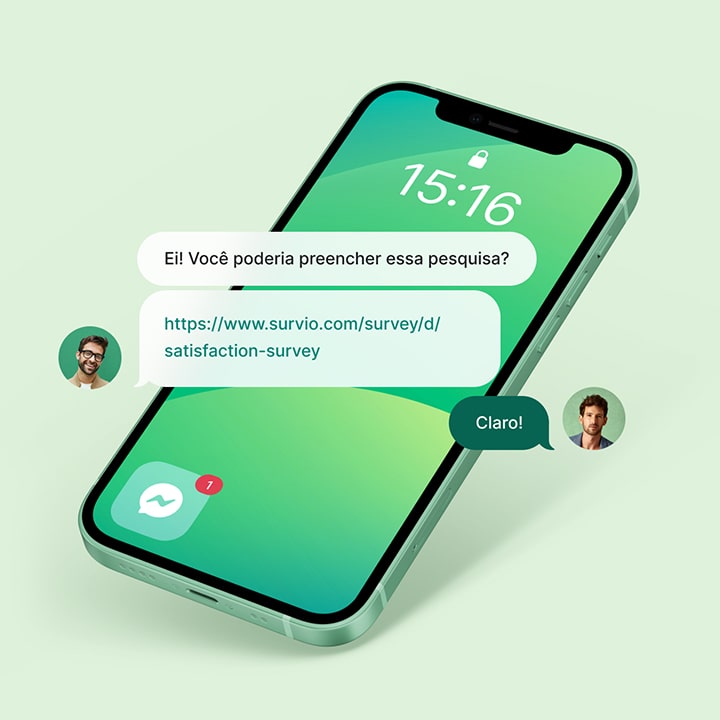 Comunicação por Messenger mostrando uma dúvida ao preencher um questionário