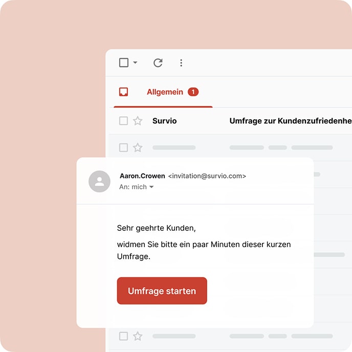 E-Mail-Nachricht mit Einladung zum Ausfüllen der Online-Umfrage