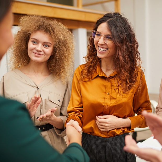 A sales specialist introducing product to a new customer